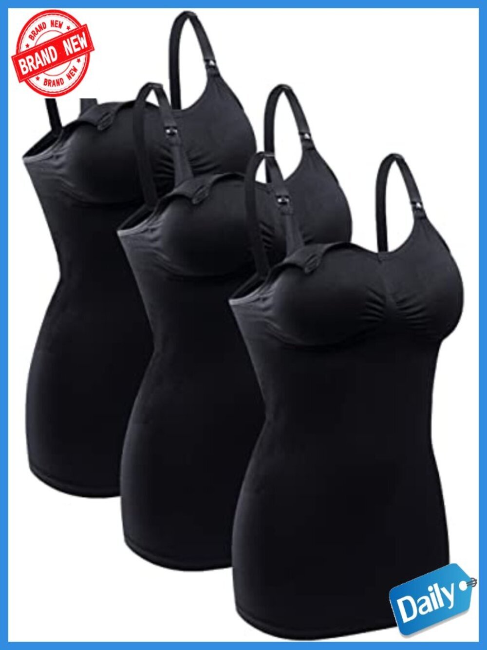 Maternity Nursing Tank Tops with Built-In Bra, V-Neck Sleeveless Cami